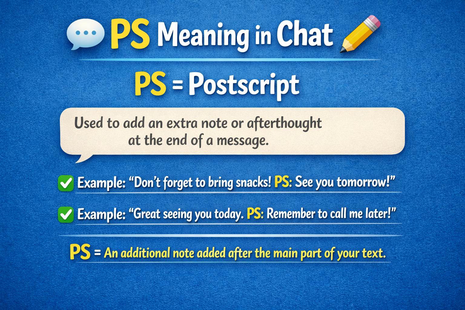PS Meaning in Chat